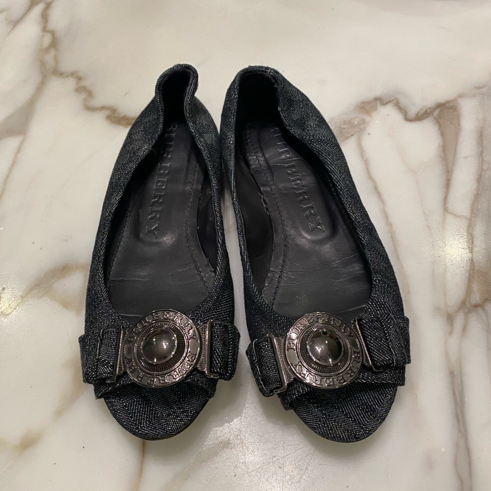 Burberry Peep-Toe Navy Canvas / Jean Ballet
Flats Shoes EU 39